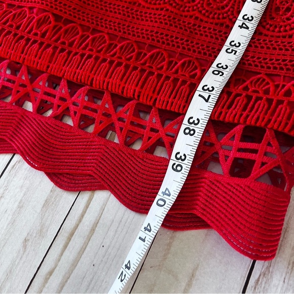 EUC Saylor for Free People Mariah Lace Off Shoulder Dress Red size Small - Picture 16 of 16